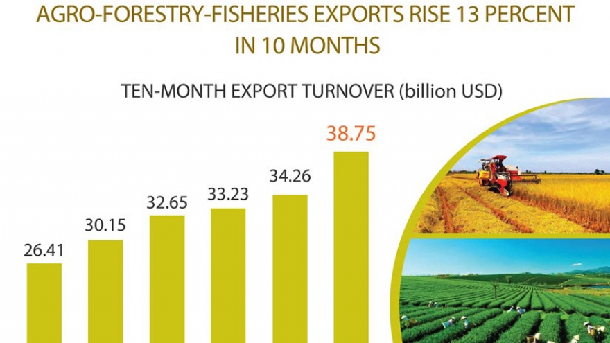 Agro-forestry-fisheries exports up over 13% in 10 months